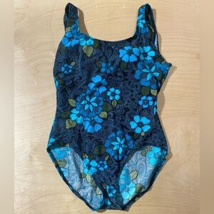 Catalina Floral Blue and Green Swimsuit 1X (16W) (NB)
